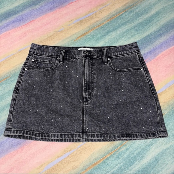 Abercrombie & fitch rhinestone high rise gray denim skirt womens size 12 / 31 - Picture 1 of 7